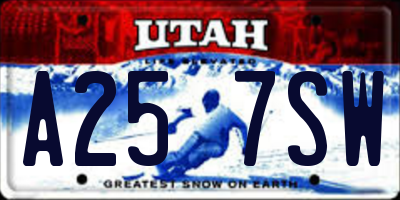 UT license plate A257SW