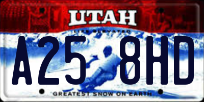 UT license plate A258HD