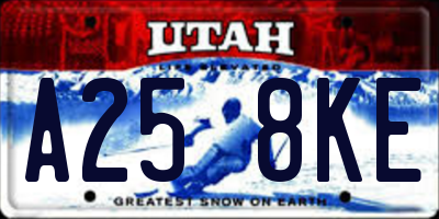 UT license plate A258KE