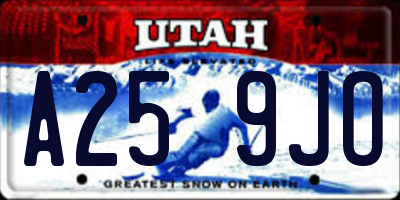 UT license plate A259JO