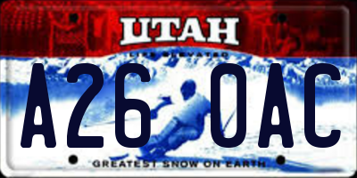 UT license plate A260AC