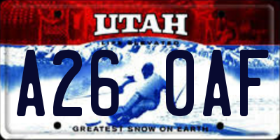 UT license plate A260AF