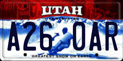 UT license plate A260AR