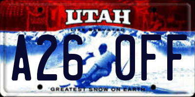 UT license plate A260FF