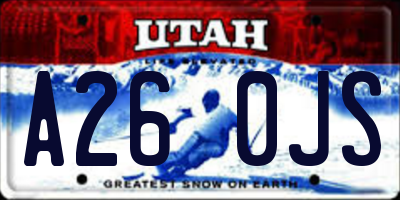 UT license plate A260JS