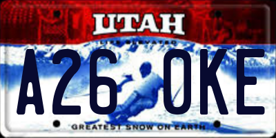 UT license plate A260KE