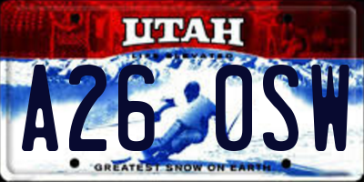 UT license plate A260SW