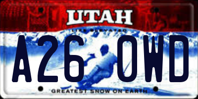 UT license plate A260WD