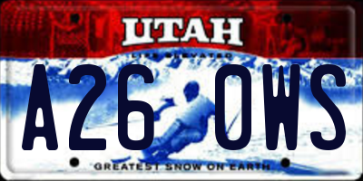 UT license plate A260WS