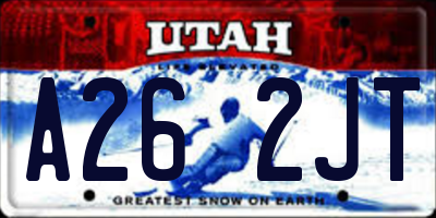 UT license plate A262JT