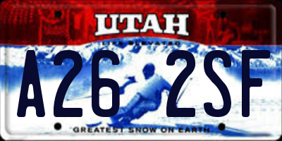 UT license plate A262SF