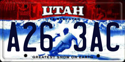 UT license plate A263AC