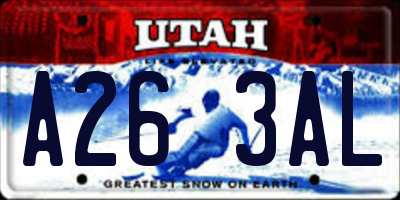 UT license plate A263AL