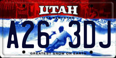 UT license plate A263DJ
