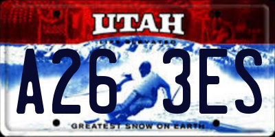UT license plate A263ES