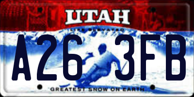 UT license plate A263FB
