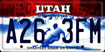 UT license plate A263FM