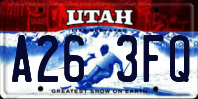 UT license plate A263FQ