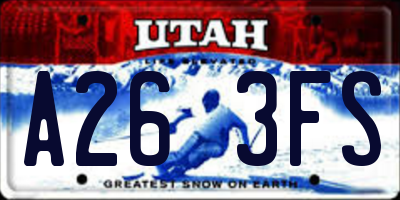 UT license plate A263FS