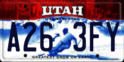 UT license plate A263FY