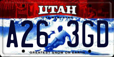 UT license plate A263GD