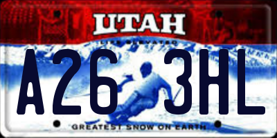 UT license plate A263HL