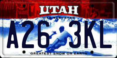 UT license plate A263KL