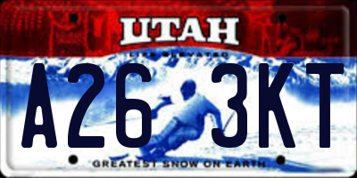 UT license plate A263KT