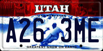 UT license plate A263ME