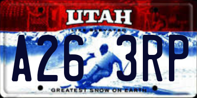 UT license plate A263RP