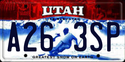 UT license plate A263SP