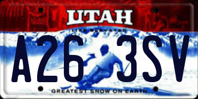 UT license plate A263SV