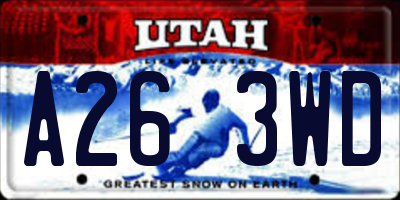 UT license plate A263WD
