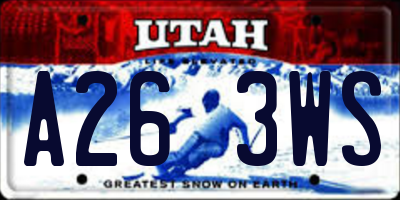 UT license plate A263WS