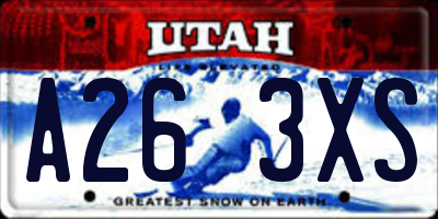 UT license plate A263XS