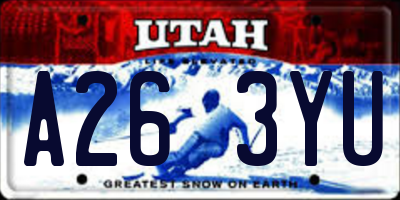 UT license plate A263YU
