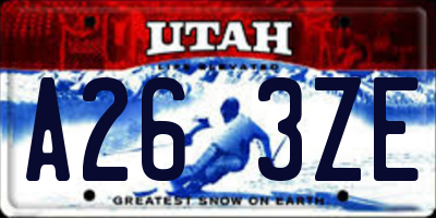 UT license plate A263ZE