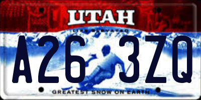 UT license plate A263ZQ