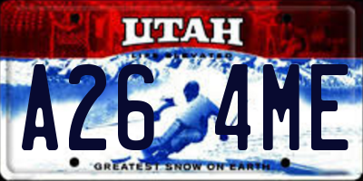 UT license plate A264ME