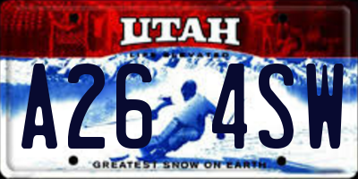 UT license plate A264SW