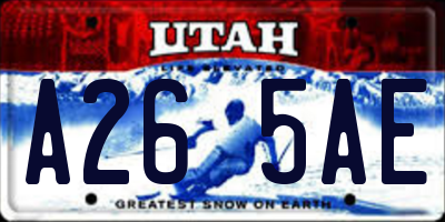 UT license plate A265AE