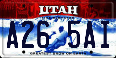 UT license plate A265AI