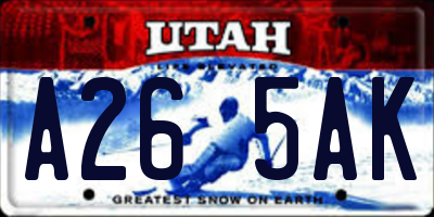 UT license plate A265AK