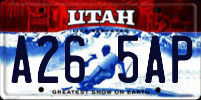 UT license plate A265AP