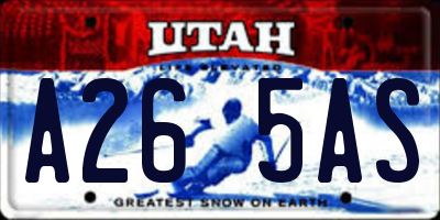 UT license plate A265AS