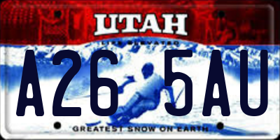 UT license plate A265AU