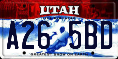 UT license plate A265BD