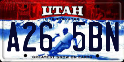 UT license plate A265BN