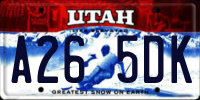 UT license plate A265DK