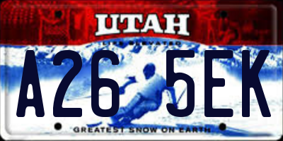 UT license plate A265EK